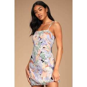 Lulus Floral Print Tie-back Mini Dress - Size M